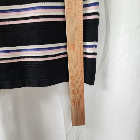 MSGM Milano Striped Knit Mini Off Shoulder Dress M Black White Pink Ruffle Party - Picture 5 of 11